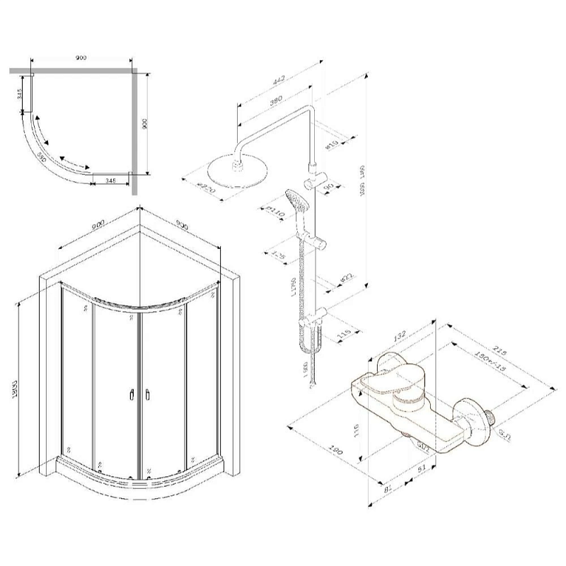 Секция ванны и душа AM.PM X-Joy WK88CI