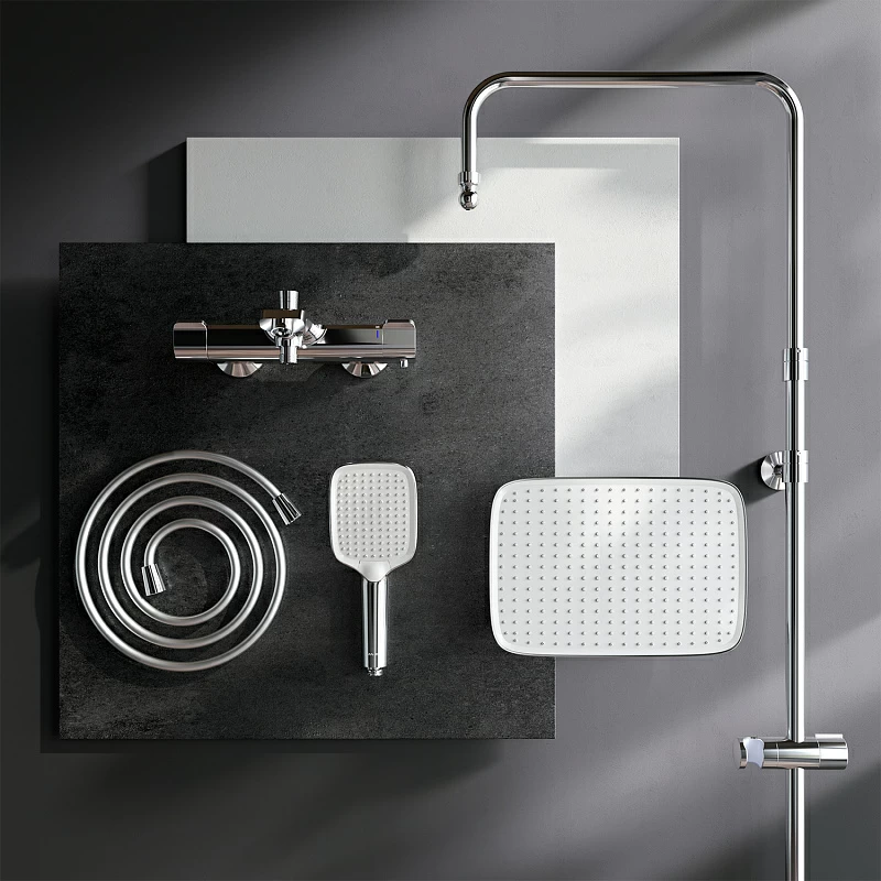 Душевая система AM.PM Func F078F500 стойка с тропическим душем, термостатом, смесителем, изливом, хром