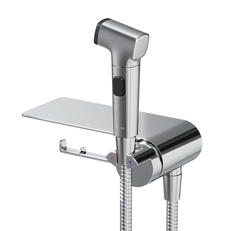 Гигиенический душ со смесителем AM.PM Func F0H8F900 хром встраиваемый, полка, шланг 1200, держатель туалетной бумаги