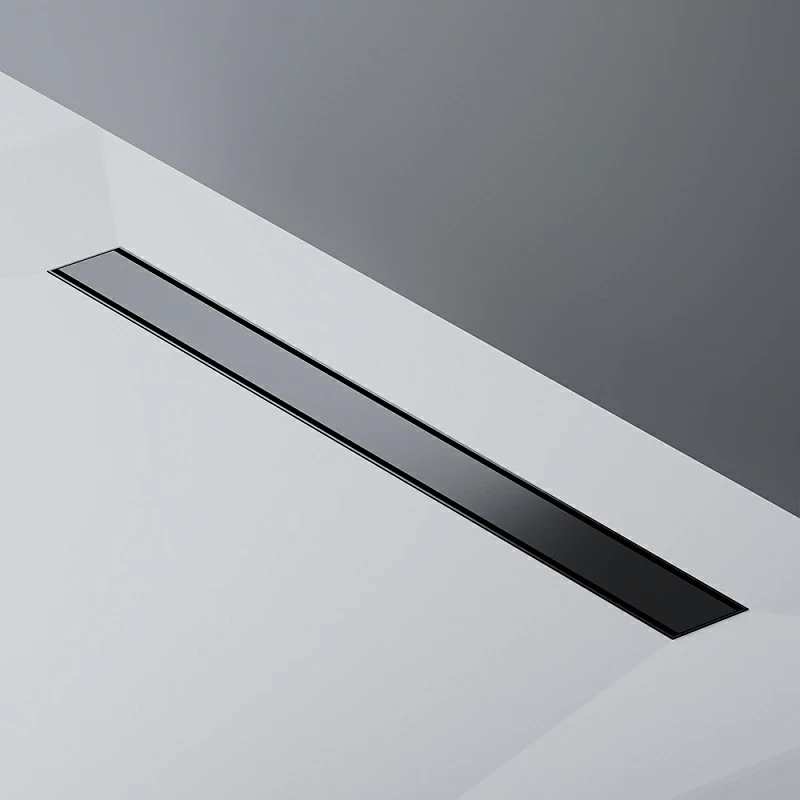 Душевой трап (лоток) 80 AM.PM PrimeFlow W02SC-U11-080-04BM комбинированный затвор с черной матовой решеткой под плитку