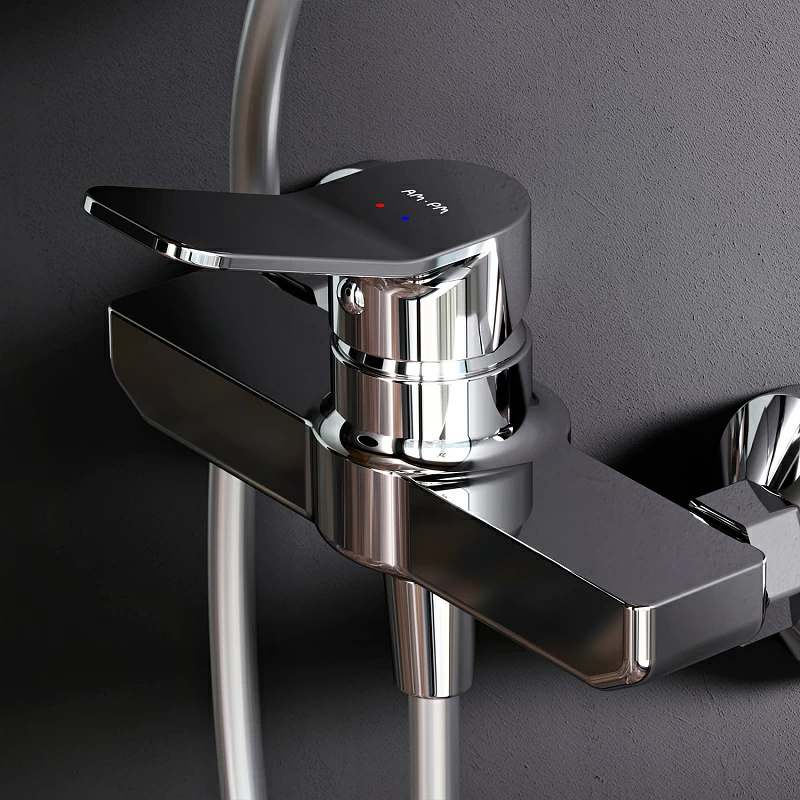 Душевая система AM.PM X-Joy F40885A24 стойка с тропическим душем, хром + смеситель для душа, хром