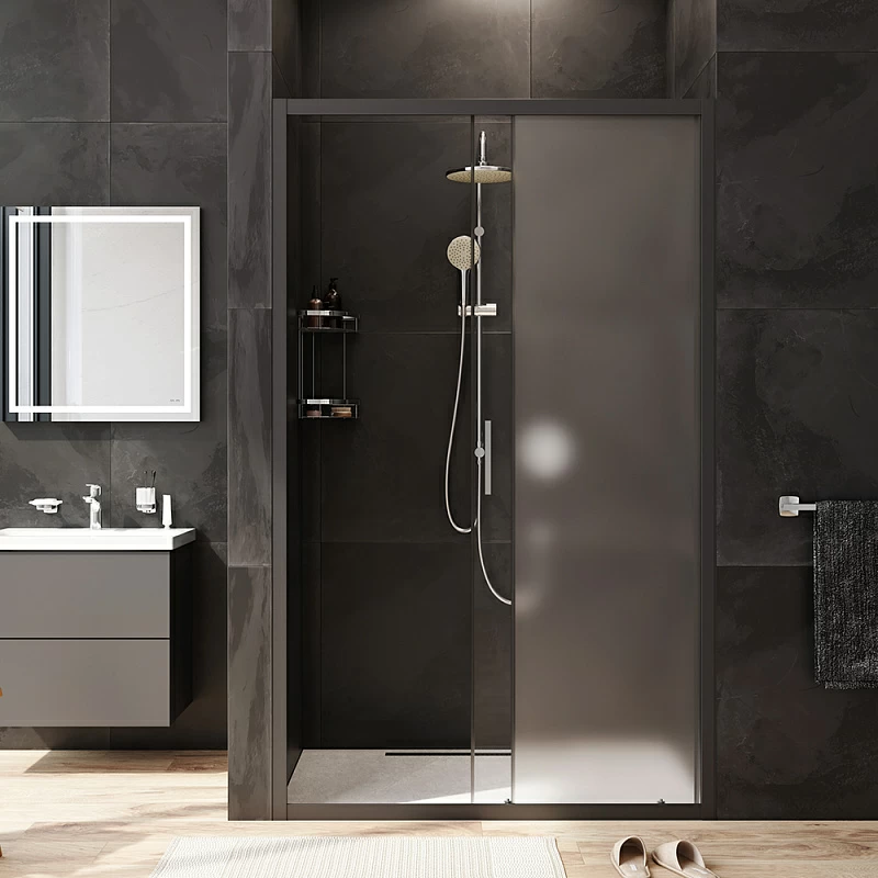 Душевая перегородка с дверью 120x195 AM.PM Gem W90G-120-1-195BM матовое стекло, профиль черный матовый