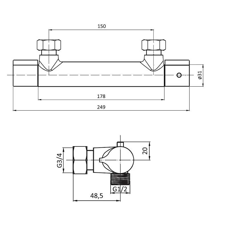 Смеситель для душа Damixa Jupiter 776000000 термостат, хром