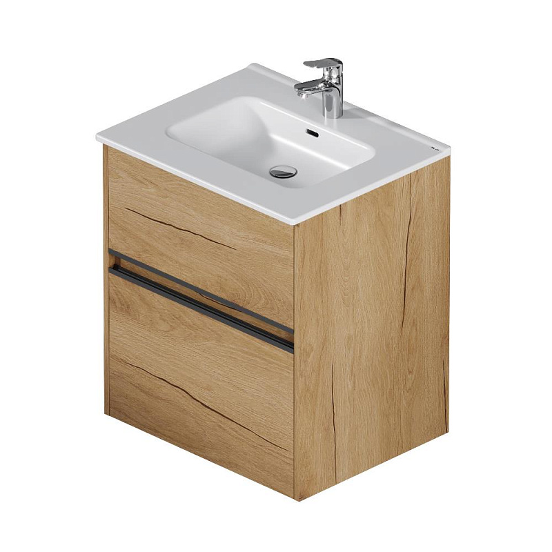Тумба с раковиной 60 AM.PM Sense M7BFUX0602OF подвесная/напольная на ножках, светлое дерево