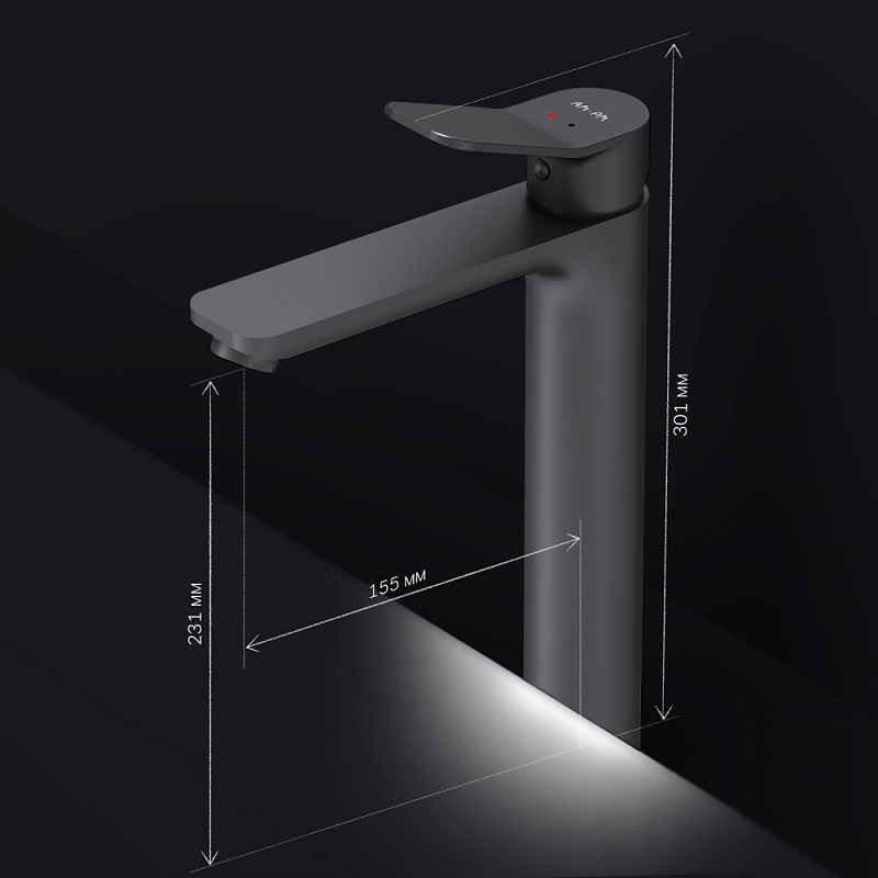 Смеситель для раковины (умывальника) AM.PM X-Joy F85A92022 высокий, черный