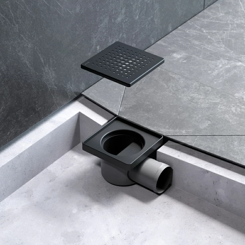 Душевой трап 10x10 AM.PM PrimeFlow W02BD-P11-010-01BM гидрозатвор с черной матовой решеткой
