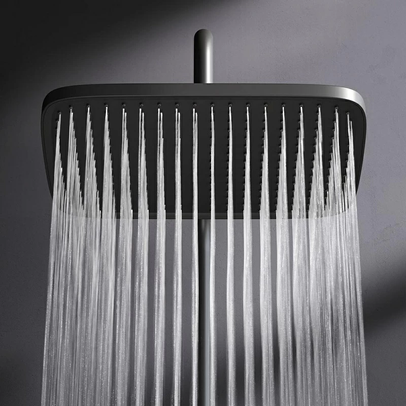 Душевая система AM.PM Func F078F322 стойка с тропическим душем, термостатом, смесителем, изливом, черная