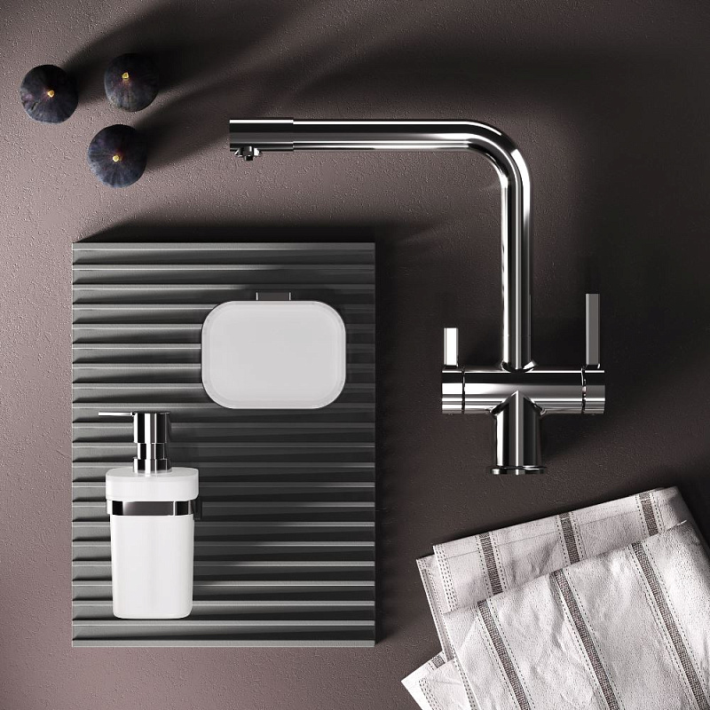 Смеситель для кухни AM.PM Func F8F05700 высокий с L-изливом с каналом для питьевой воды, хром