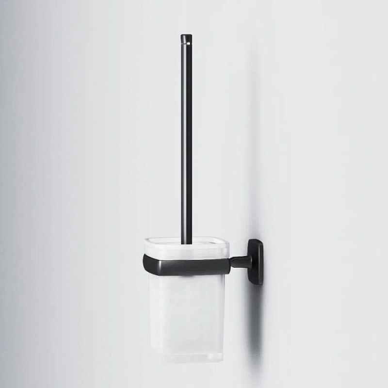 Ершик для унитаза AM.PM Gem A9033422 со стеклянной настенной подставкой, черный