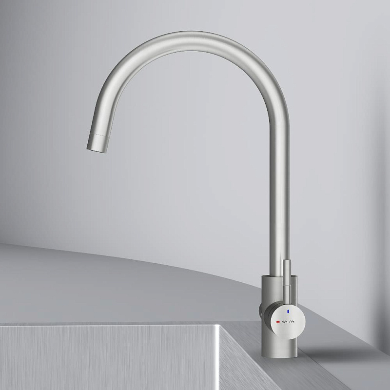 Смеситель для кухни AM.PM X-Joy S F85B07711 высокий, с каналом питьевой воды, сатин