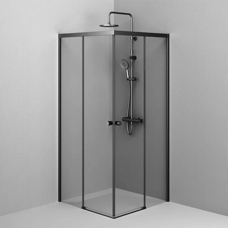 Душевое ограждение без поддона 90x90 AM.PM X-Joy W94G-403-9090-BT1K профиль черный матовый