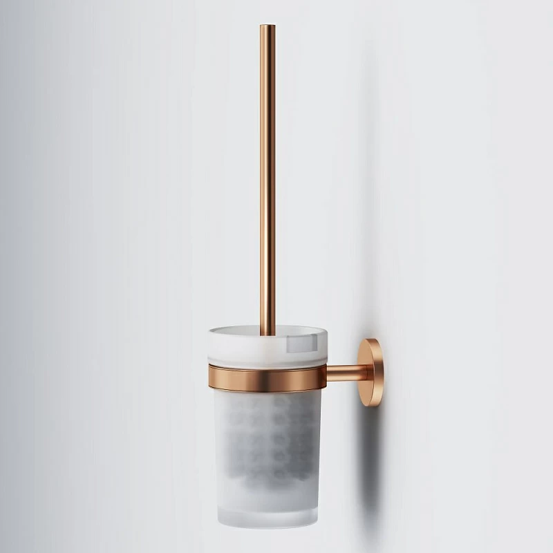 Ершик для унитаза AM.PM X-Joy A85A33344 со стеклянной настенной подставкой, розовое золото