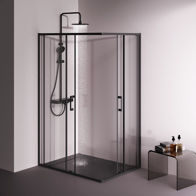 Душевое ограждение без поддона 120x90 AM.PM Above W9XG-403-12090-BT профиль черный