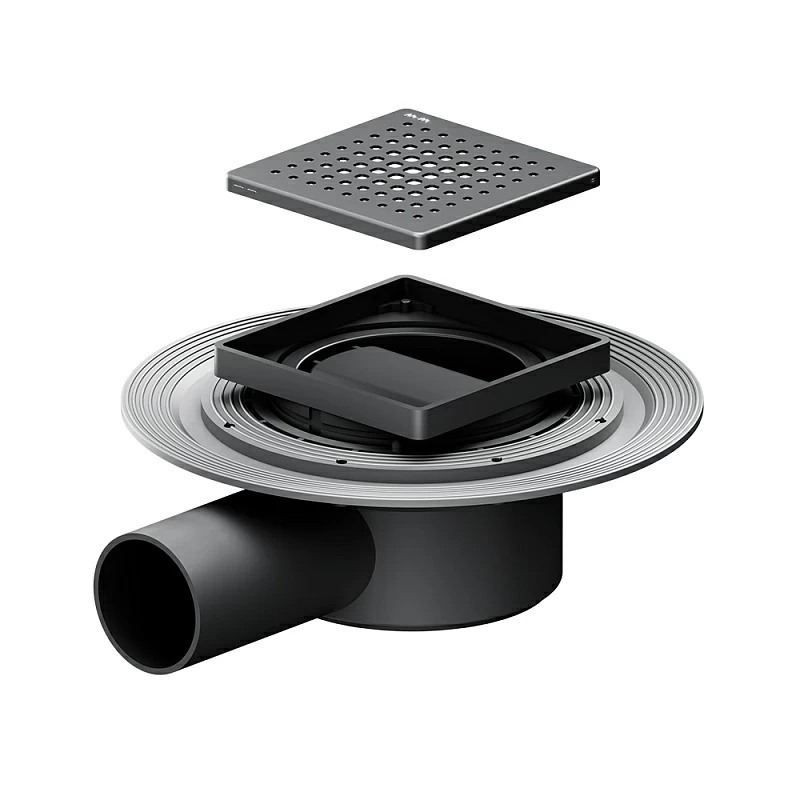 Душевой трап 10x10 AM.PM MasterFlow W01BD-P11-010-01BM комбинированный затвор с черной матовой решеткой