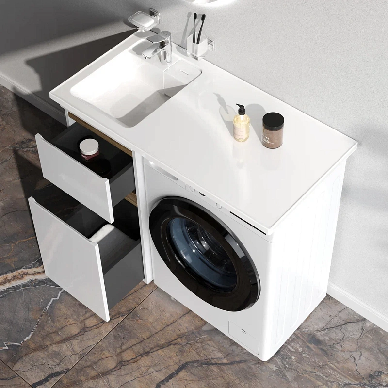 Раковина мебельная 100 AM.PM X-Joy M85AWPL1001WG стиральной машиной, левая, белая