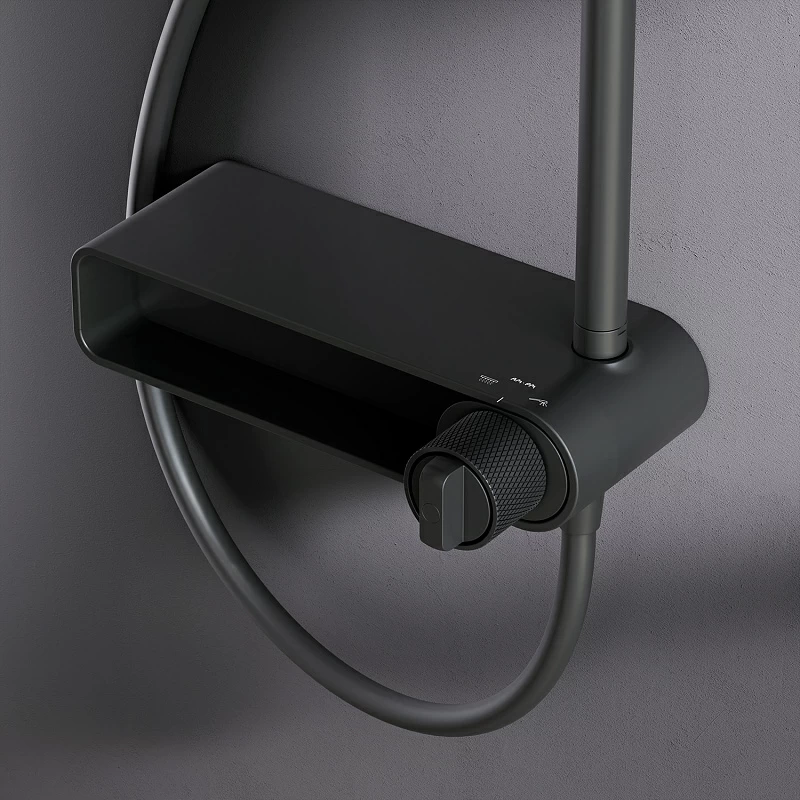 Душевая система AM.PM X-Joy F0785A622 стойка с тропическим душем, смесителем, черная матовая