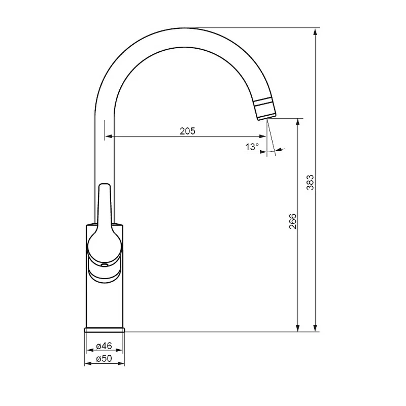 Смеситель для кухни Damixa Eclipse 310721000 высокий с каналом питьевой воды, хром