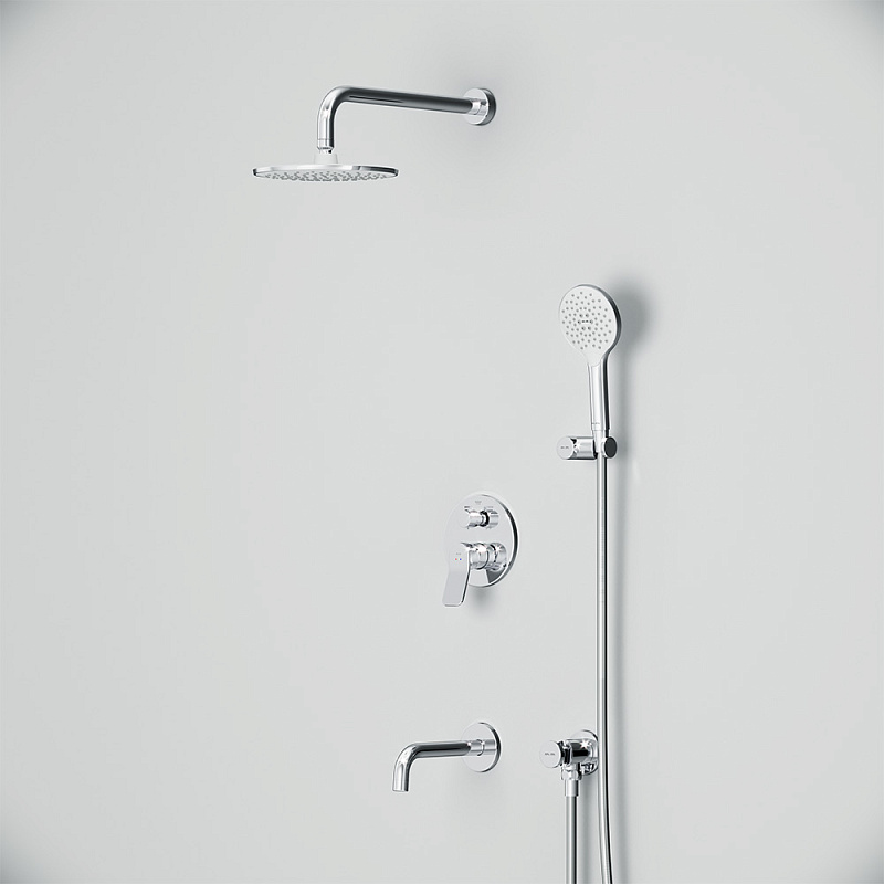 Встраиваемая душевая система AM.PM X-Joy FB85A3RH30 хром: тропический верхний душ, излив с душевой лейкой
