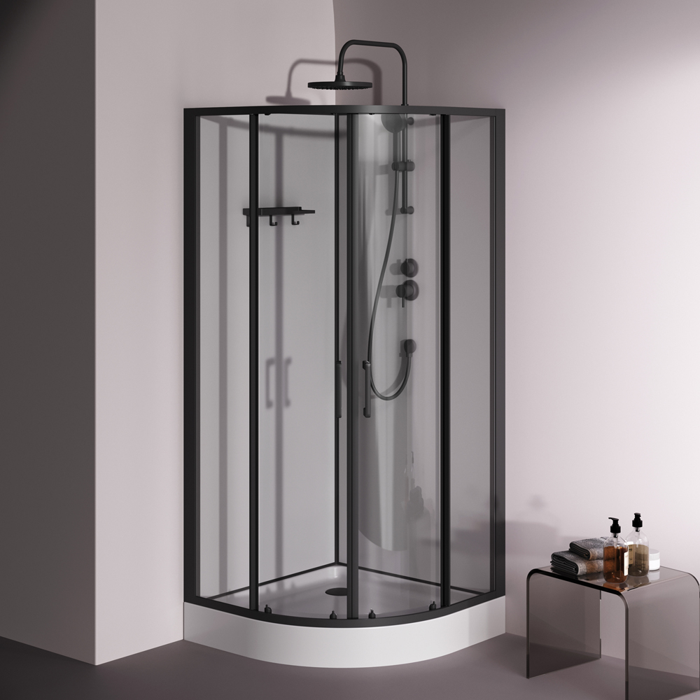 Душевая кабина 90x90 см, без гидромассажа Above W9XC-401-9090BT, Черный, белый, прозрачное