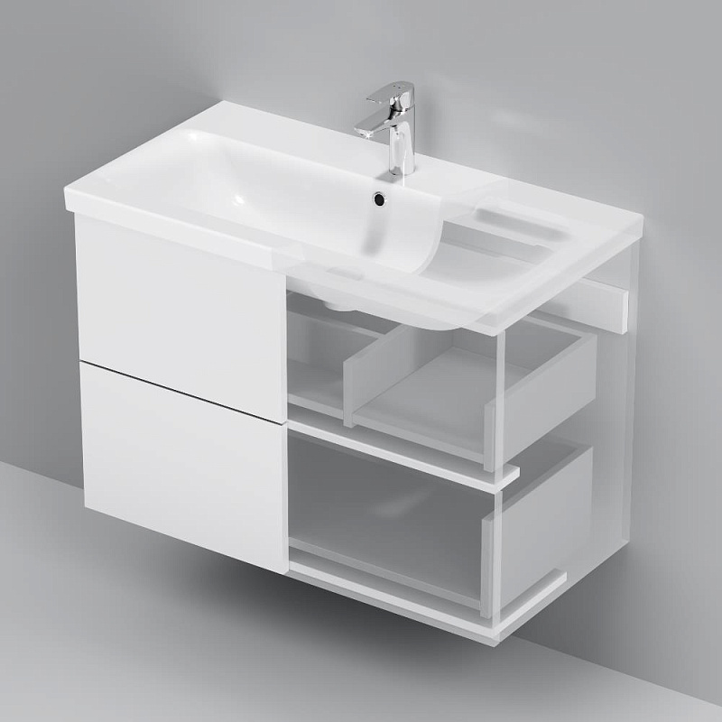 Тумба с раковиной 80 AM.PM Gem M90-FHX0802WG-WCC0802WG подвесная, белый глянец