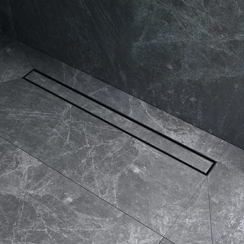 Душевой трап (лоток) 80 AM.PM MasterFlow W01SC-U11-080-04BM комбинированный затвор с черной матовой решеткой под плитку