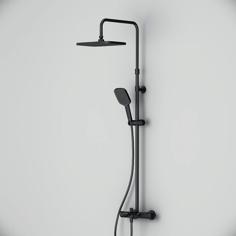 Душевая система AM.PM Func F078F522 стойка с тропическим душем, термостатом, смесителем, изливом, черная