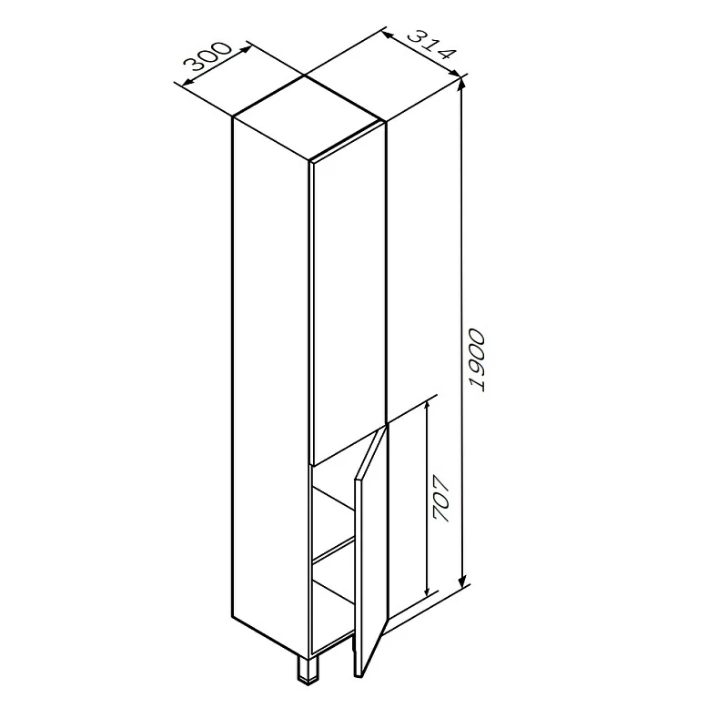 Шкаф-пенал для ванной 30 AM.PM Gem M90CSR0306GM напольный правый графит