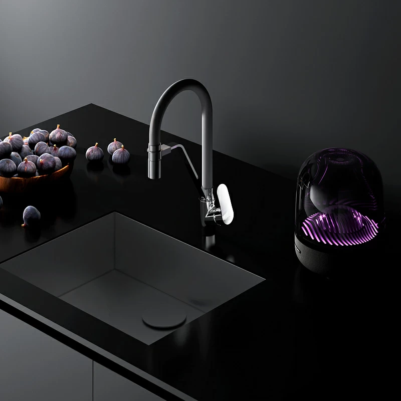 Смеситель для кухни AM.PM Like F8007802 высокий, хром, с черным гибким изливом и каналом питьевой воды