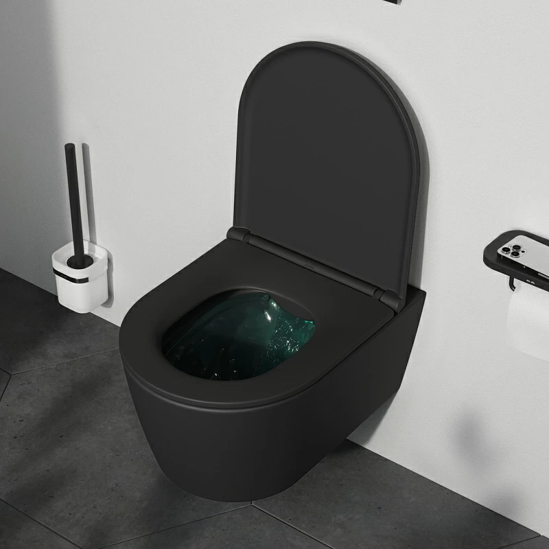 Унитаз подвесной AM.PM Func C8F1700MBSC (глубина 49 см) безободковый с сиденьем микролифт, черный матовый