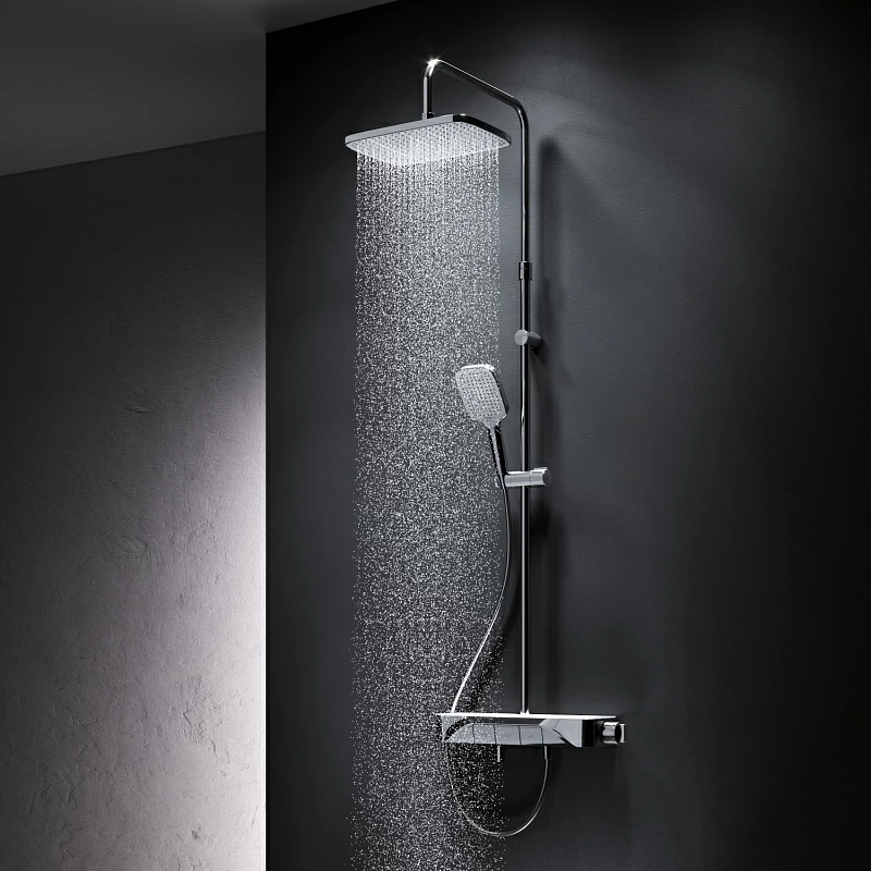 Душевая система AM.PM Func F078F300 стойка с тропическим душем, термостатом, смесителем, изливом, хром