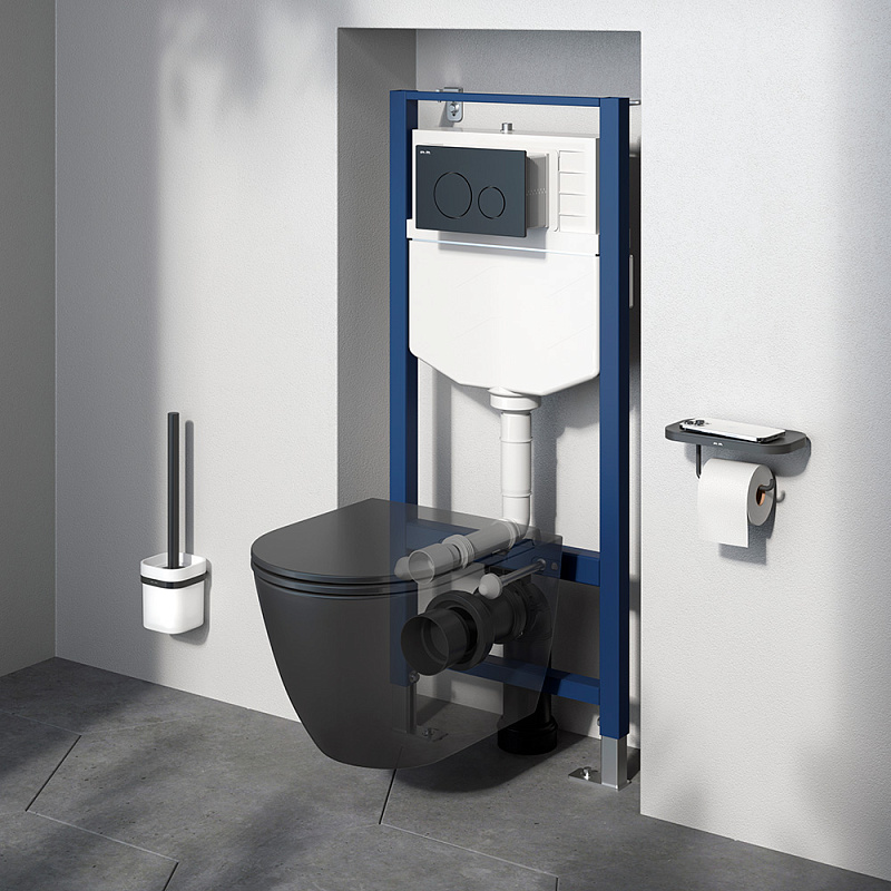 Унитаз подвесной с инсталляцией AM.PM Struktura IS70138.9S1700MB сиденьем микролифт