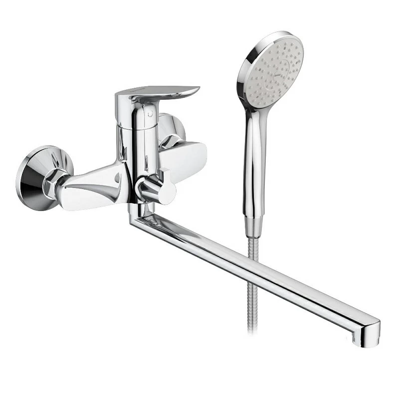 Смеситель для ванны и душа Damixa Jupiter 779500001 длинный излив, душевая лейка, шланг 1500, хром