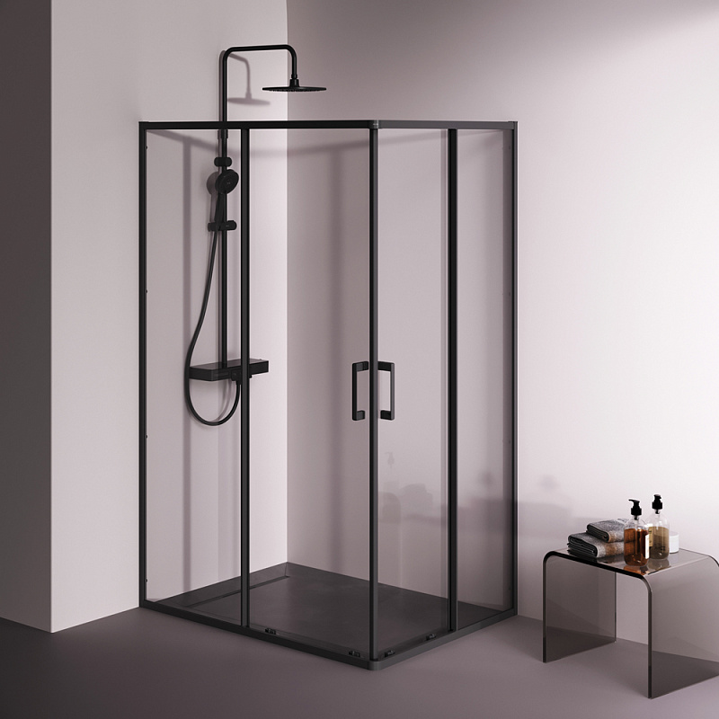Душевое ограждение без поддона 120x90 AM.PM Above W9XG-403-12090-BT профиль черный