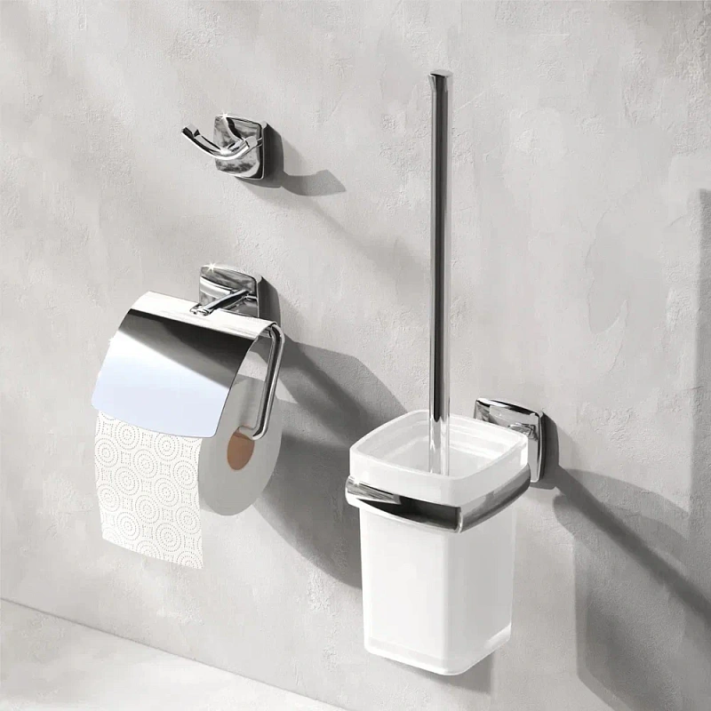 Ершик для унитаза AM.PM Gem A9033400 со стеклянной настенной подставкой, хром