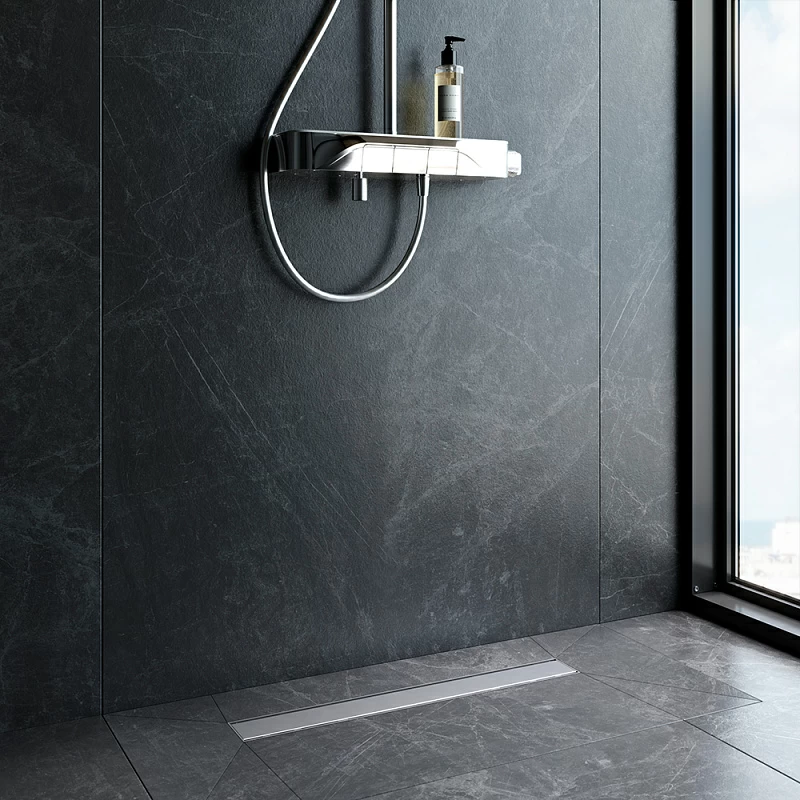 Душевой трап (лоток) 60 AM.PM PrimeFlow W02SC-U11-060-04SB комбинированный затвор со стальной матовой решеткой под плитку