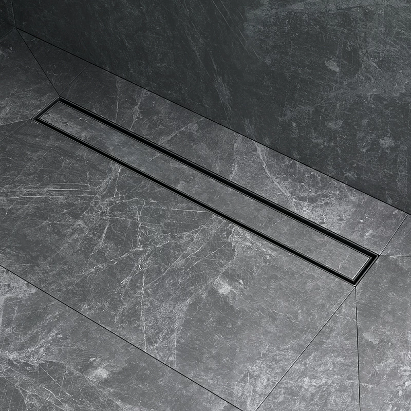 Душевой трап (лоток) 60 AM.PM MasterFlow W01SC-U11-060-04BM комбинированный затвор с черной матовой решеткой под плитку