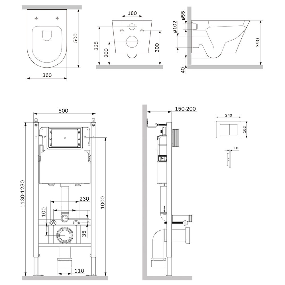 Инсталляция PrimeFit с с подвесным унитазом Aquaspin и клавишей X-Joy IS90238.851900, Синий; белый; черный