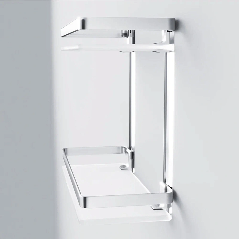 Полка в ванную AM.PM Sense L A7455200 двухъярусная, серебристый металл, стекло