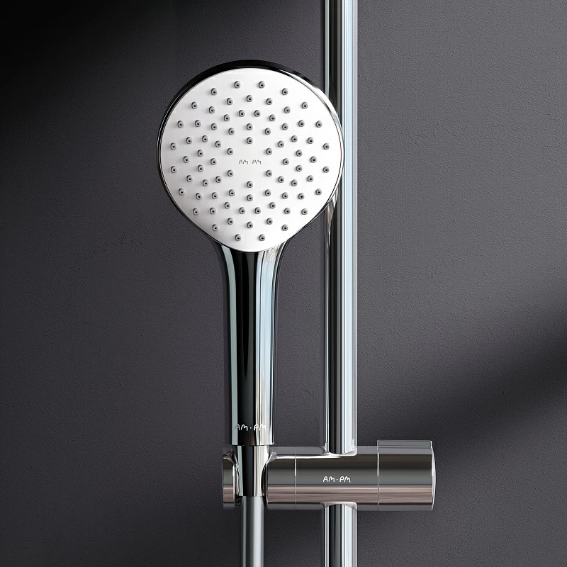 Душевая система AM.PM X-Joy F40885A24 стойка с тропическим душем, хром + смеситель для душа, хром