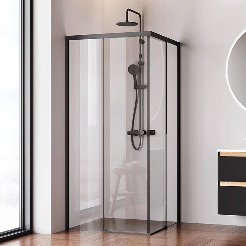 Душевое ограждение без поддона 90x90 AM.PM X-Joy W94G-403-9090-BT профиль черный матовый