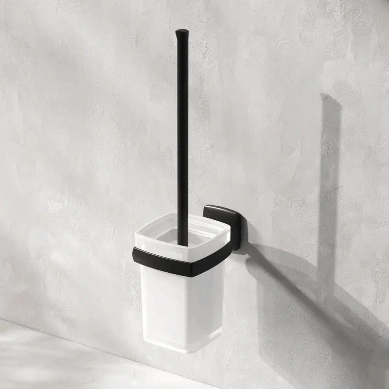 Ершик для унитаза AM.PM Gem A9033422 со стеклянной настенной подставкой, черный