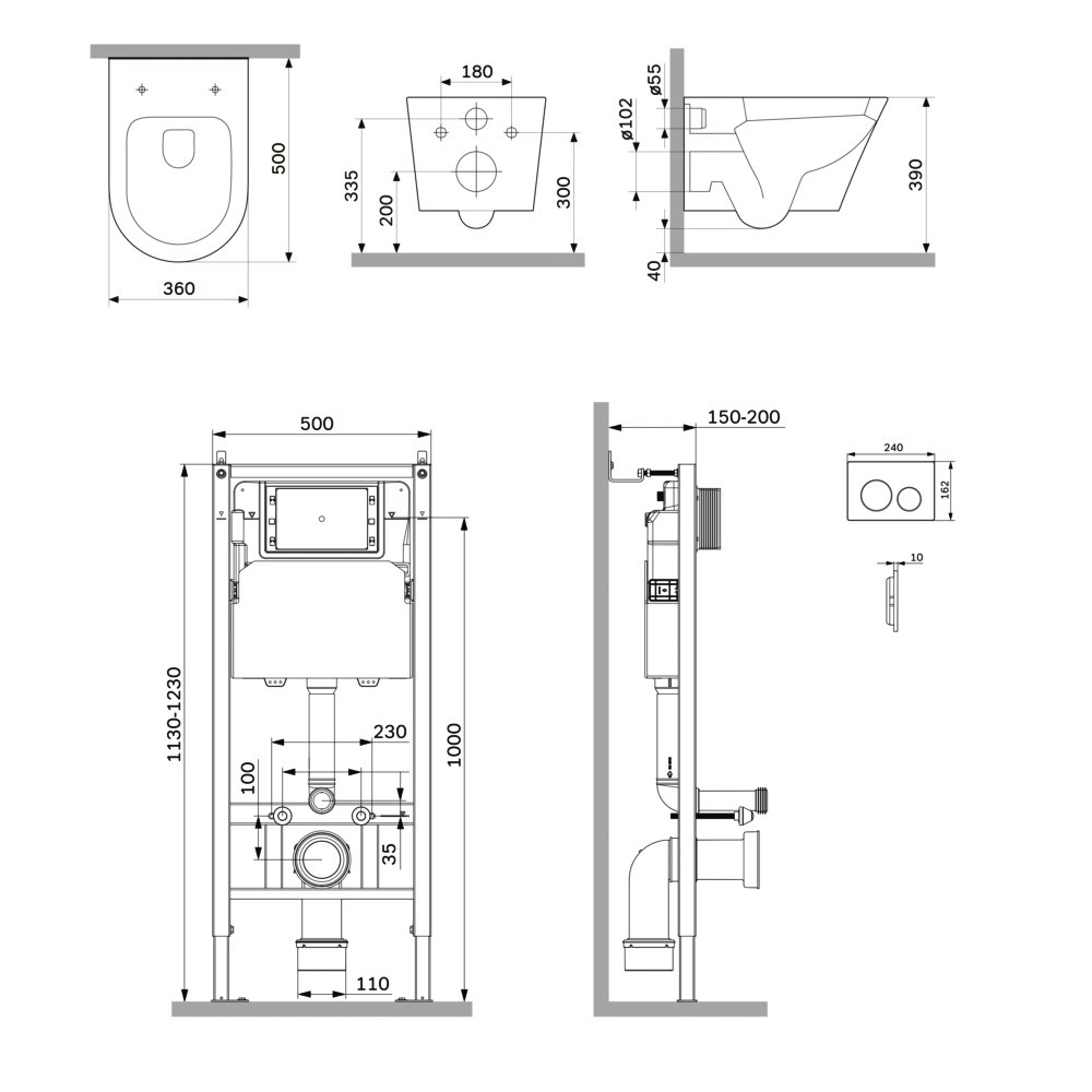 Инсталляция PrimeFit с с подвесным унитазом Aquaspin и клавишей X-Joy IS90151.851900, Синий; белый; хром