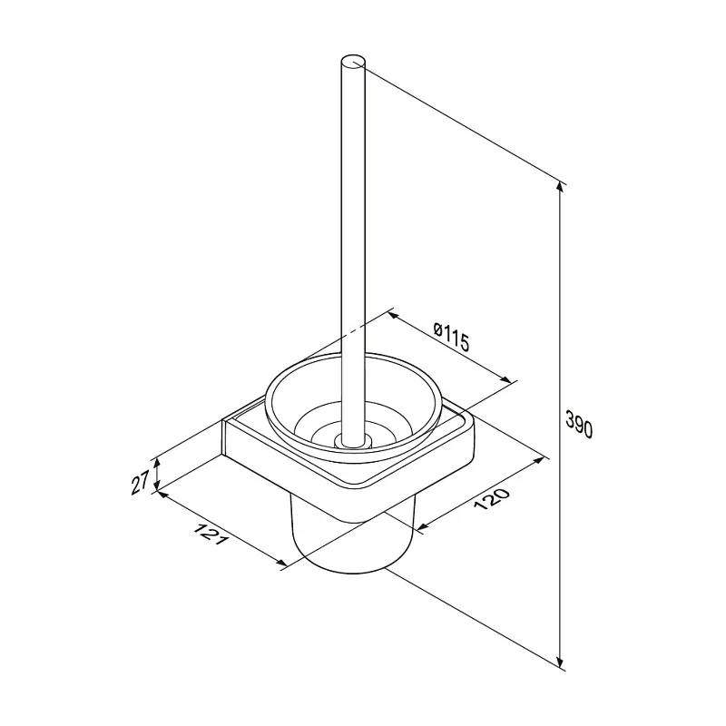 Ершик для унитаза Damixa Jupiter DA7733300 со стеклянной настенной подставкой, хром