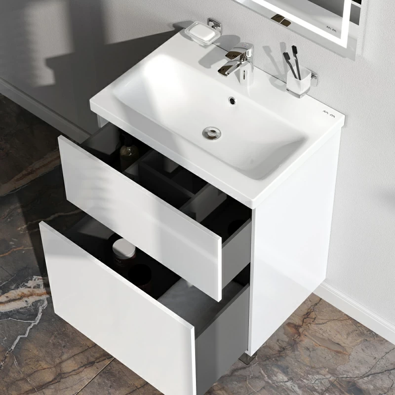 Тумба под раковину 60 AM.PM Gem M90FSX06022WG32 напольная белый глянец