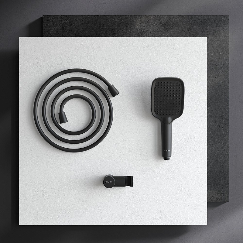 Душевой гарнитур AM.PM Func F0118F022 держатель, шланг, лейка 3 режима, черный