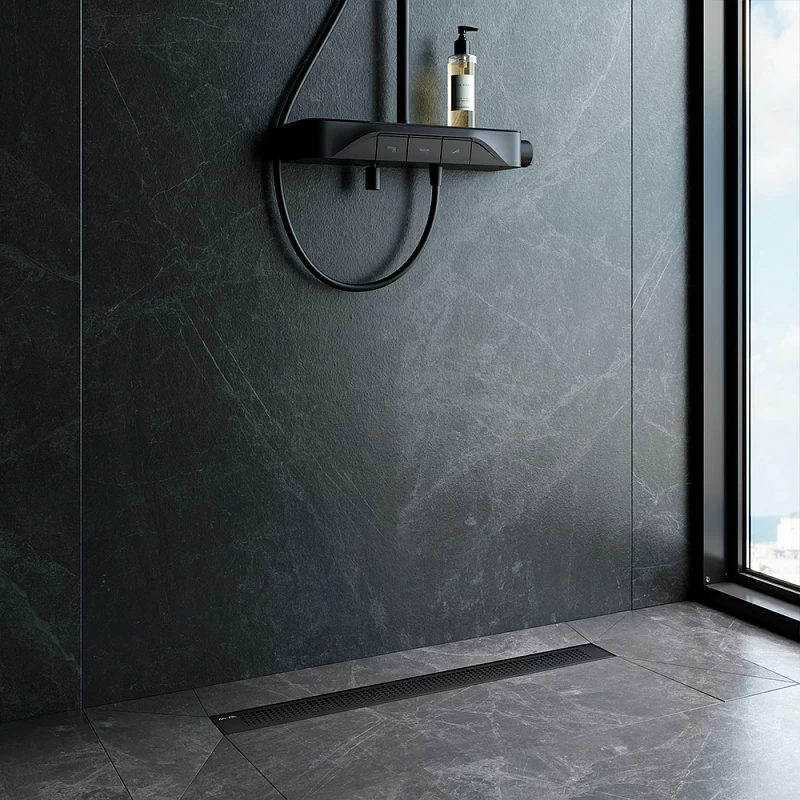 Душевой трап (лоток) 70 AM.PM PrimeFlow W02SC-P11-070-01BM комбинированный затвор с черной матовой решеткой