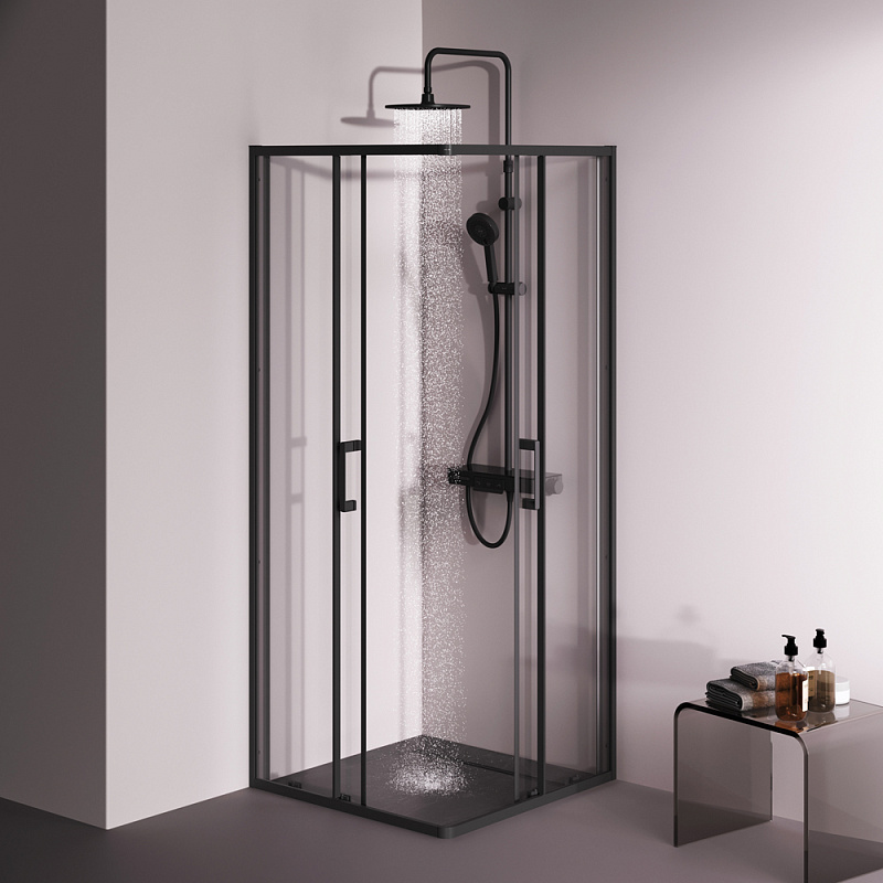 Душевое ограждение без поддона 80x80 AM.PM Above W9XG-403-8080-BT профиль черный