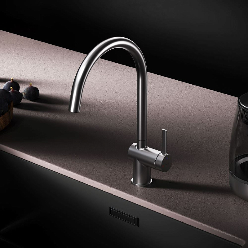 Смеситель для кухни AM.PM Func F8F07011 высокий с С-изливом, сатин