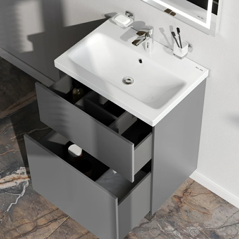 Тумба под раковину 60 AM.PM Gem M90FSX06022GM32 напольная графит матовый