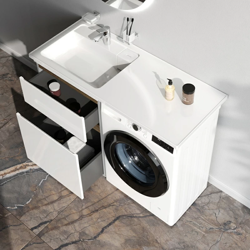 Раковина мебельная 120 AM.PM X-Joy M85AWPL1201WG над стиральной машиной, левая, белая